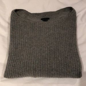 Theory Women’s Grey Wool Boatneck Ribbed Sweater